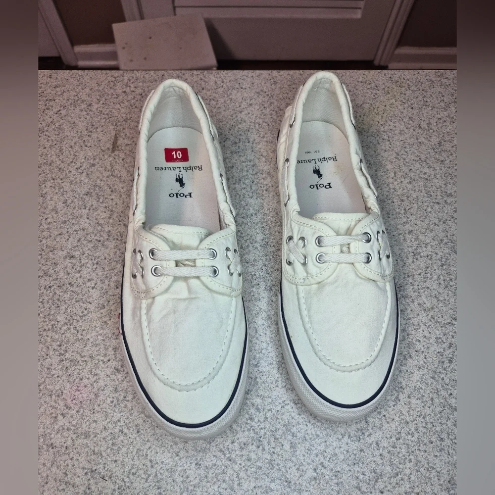 Polo by Ralph Lauren White Boat Shoes Classic Design